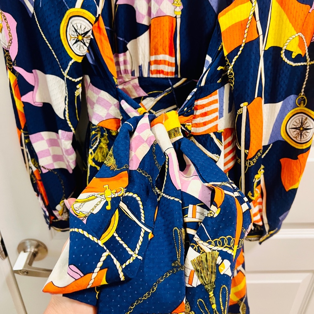 Anthropologie Maeve Nautical Flag Mini Shirtdress Size L - Picture 9 of 10